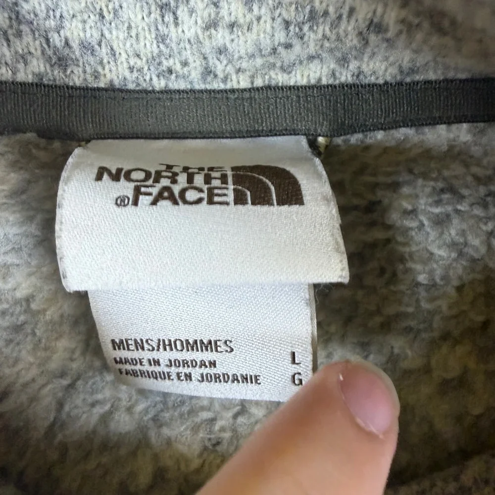 The North Face Mens Full Zip Sweater Fleece Jacket Oatmeal Tan Large 7317